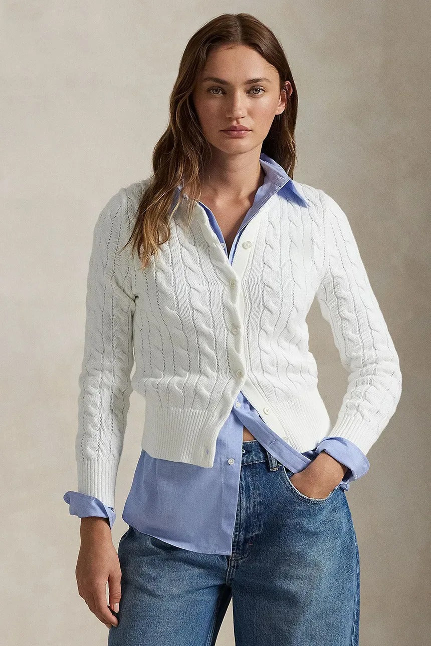 Cardigan aus Baumwolle im Zopfstrick